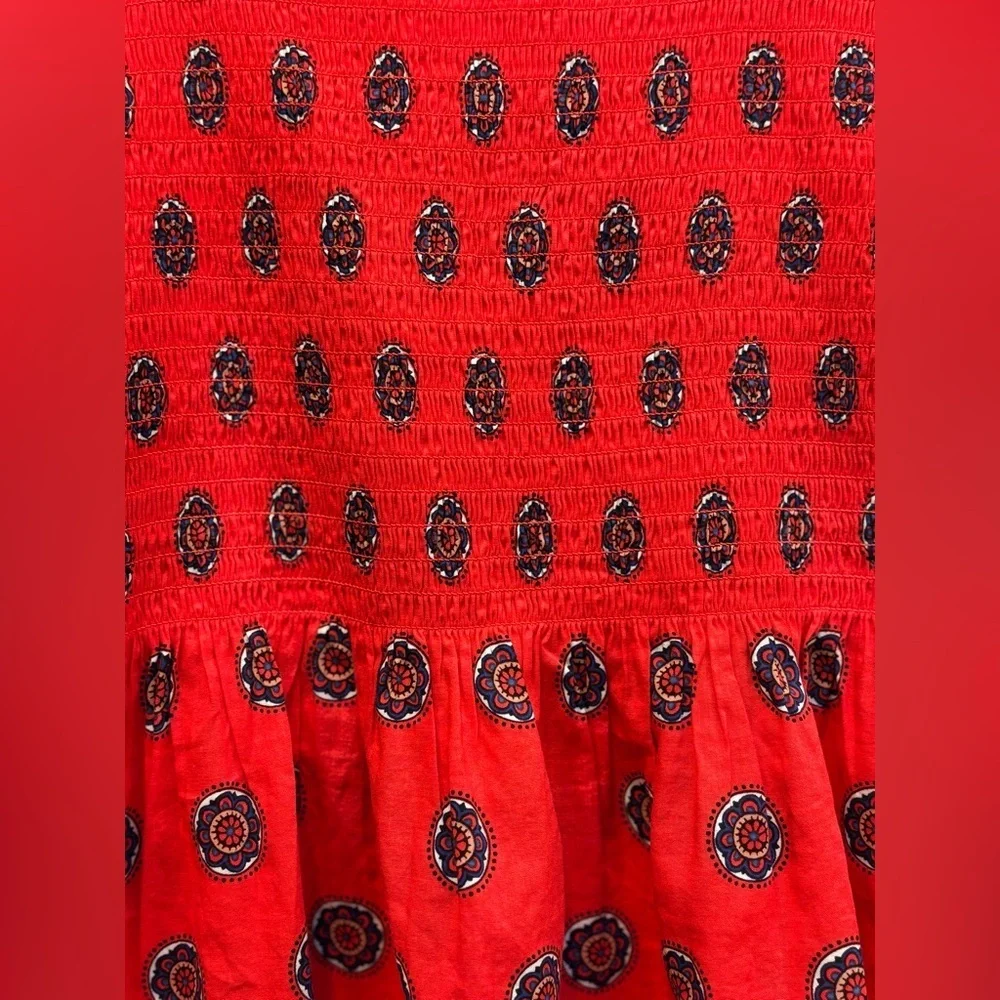 Maeve by Anthropologie “Avila Peplum Top” smocked tank top blouse in bright red! - Picture 4 of 7